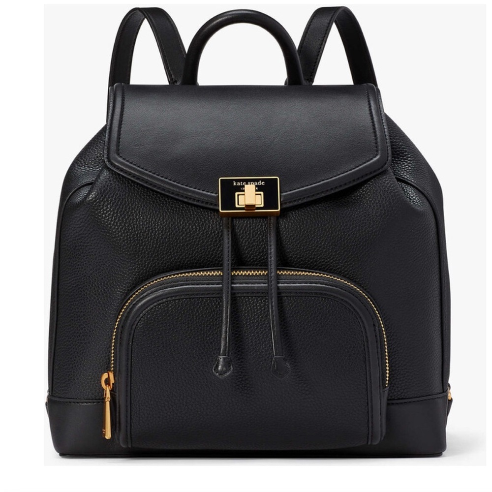 Kate Spade Black Backpack with Gold Details